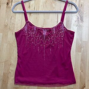 JOHN PAUL RICHARD UNIFORM TANK TOP WOMENS Sz M EMBELLISHED BEADS SPAGHETTI STRAP